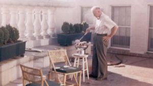 President Eisenhower barbecuing in the White House Solarium