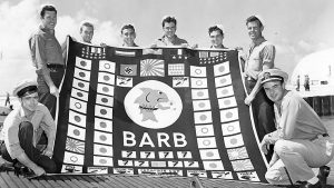 Team from USS Barb that landed at Karafuto, Japan, setting charges that destroyed a Japanese troop train. The attack was the only ground attack on Japan’s home islands during World War II.