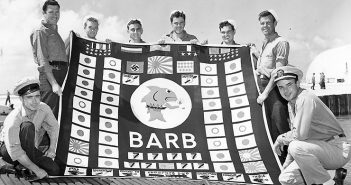 Team from USS Barb that landed at Karafuto, Japan, setting charges that destroyed a Japanese troop train. The attack was the only ground attack on Japan’s home islands during World War II.