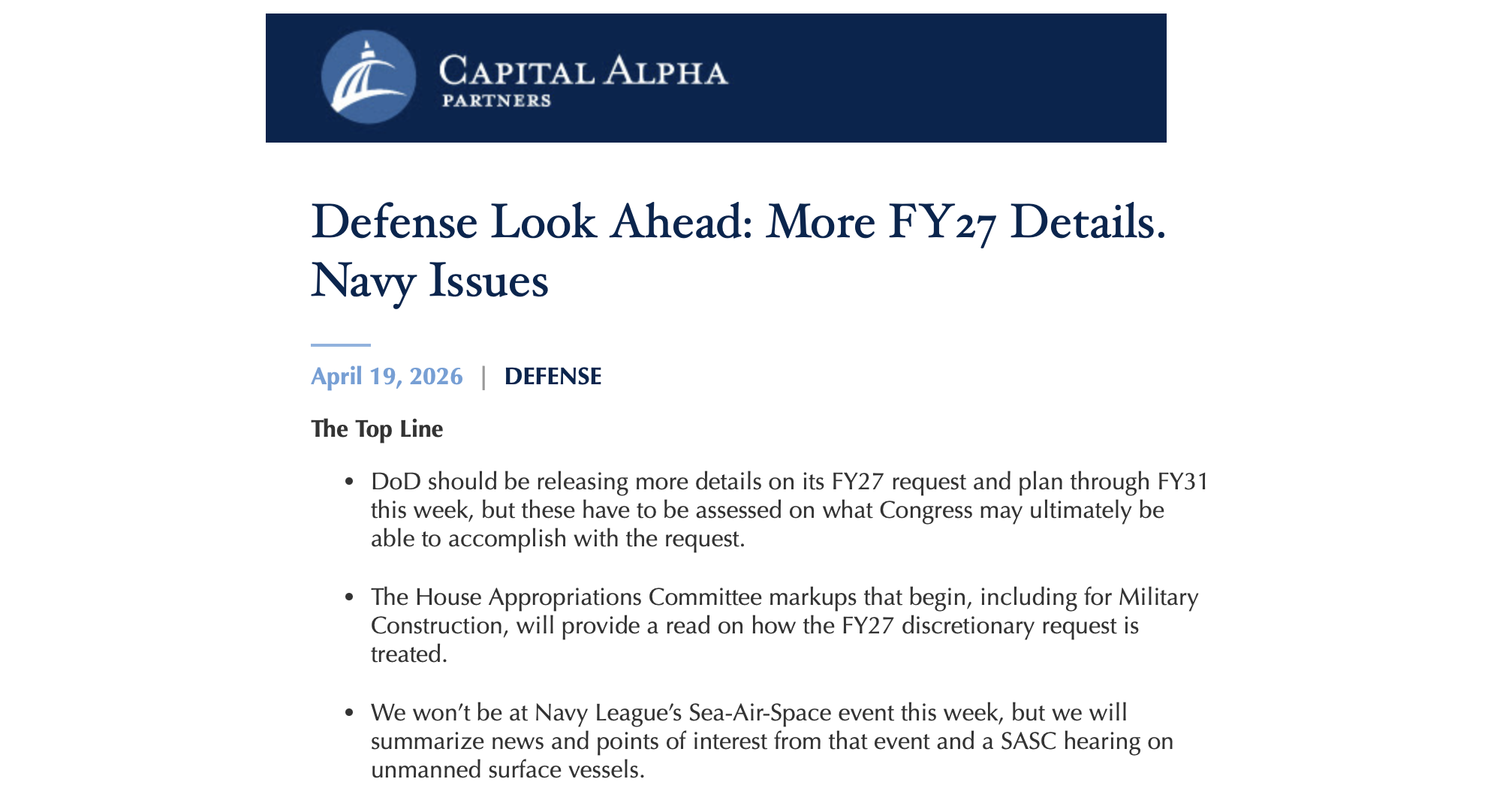 Defense & Aerospace Daily Podcast [Apr 20, 2026] Look Ahead w/ Byron Callan
